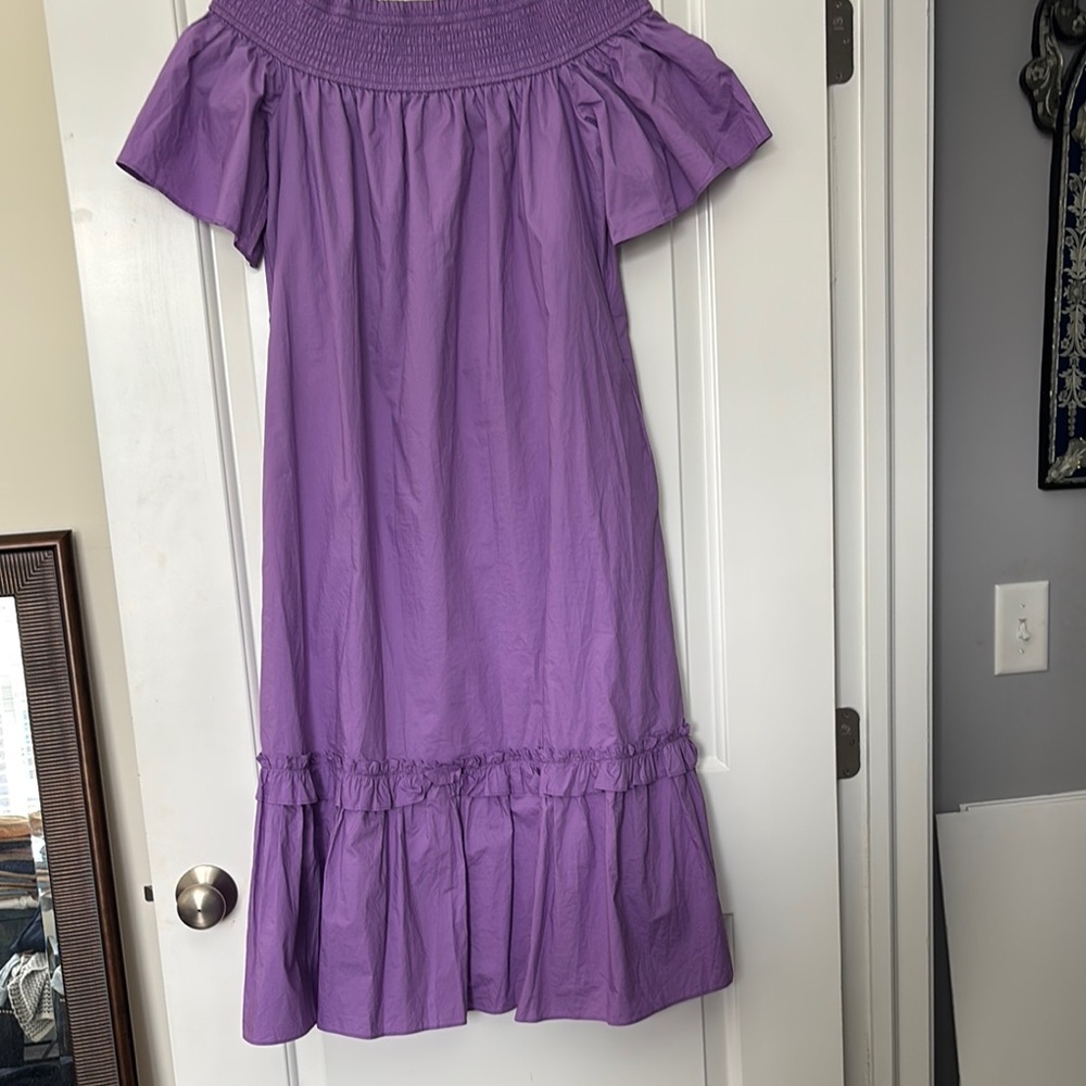 Purple Ruffled Off-the-Shoulder Maxi Dress
